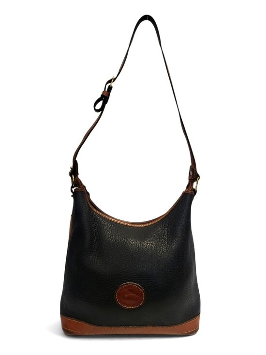 Dooney & Bourke Handbags - Vintage Dooney & Bourke AWL Hobo Shoulder Bag Black Pebbled Leather